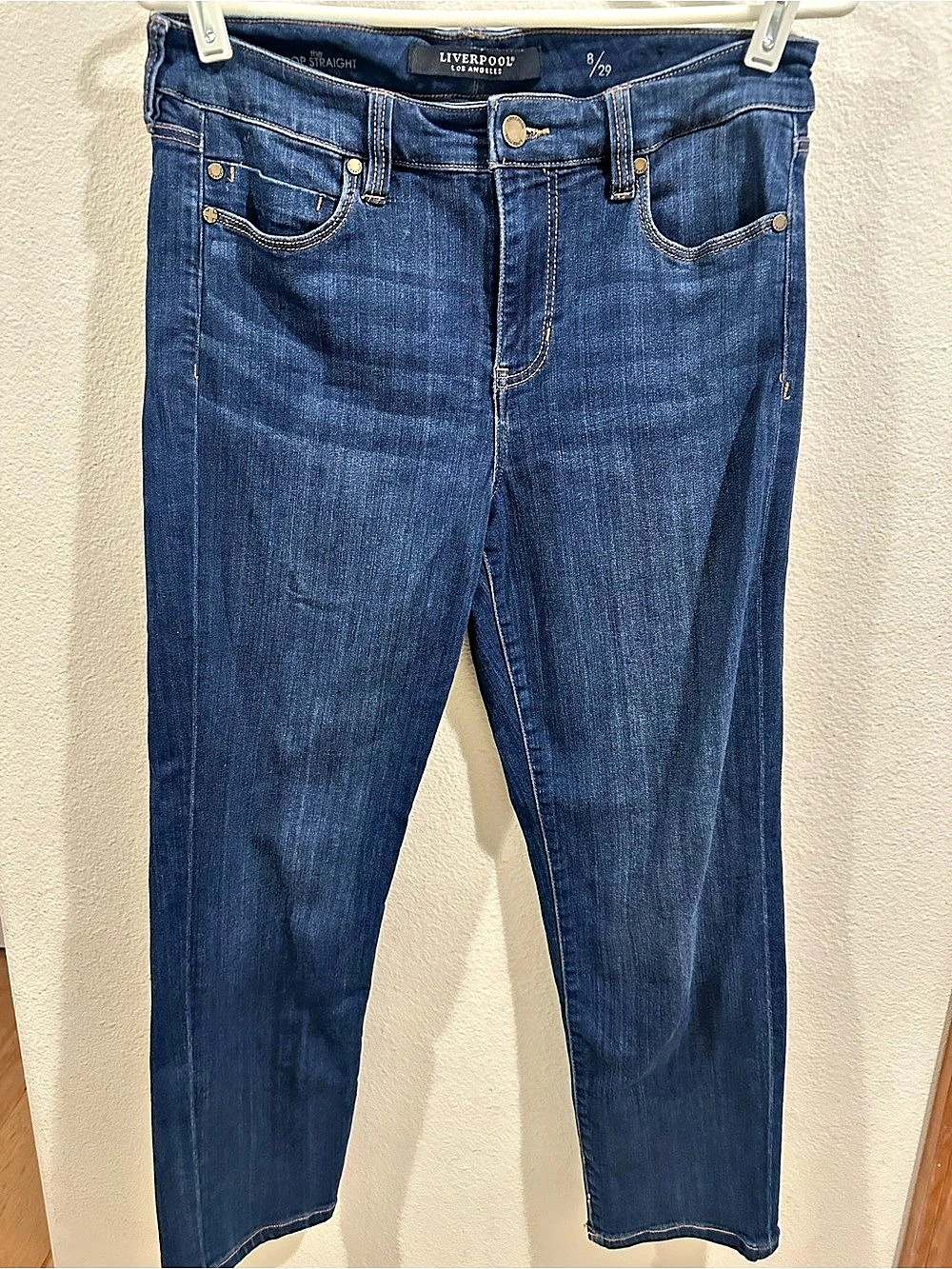 Liverpool Sienna Crop Straight Leg Jeans in Blue Waist 29